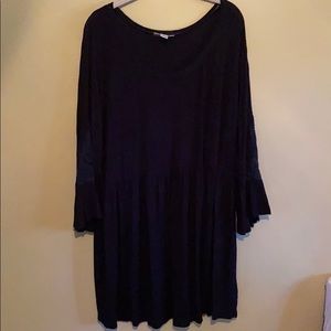 Maternity Plus Size Black Bell Sleeve Babydoll Top